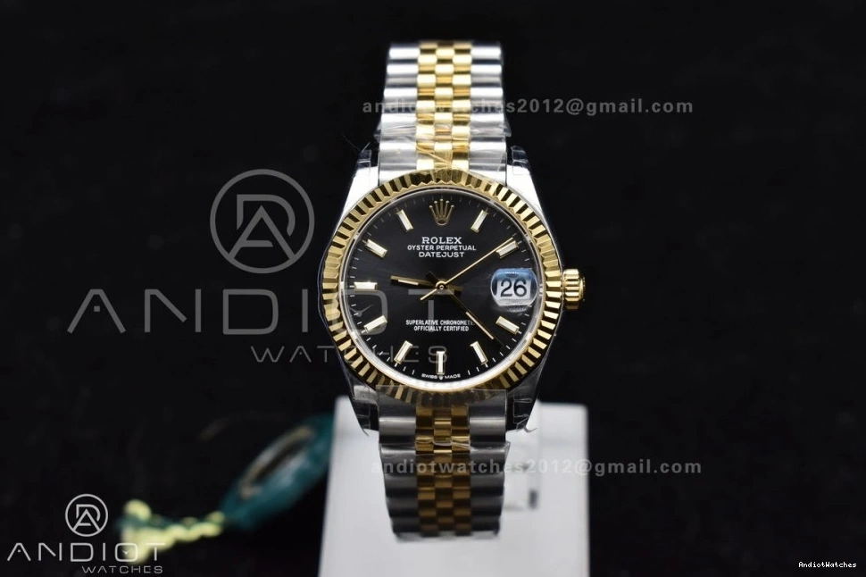Dial Black Soft 316L 278273 Bracelet 31 GSF YG President Stick on Ladies Markers DateJust 561 Steel 0117